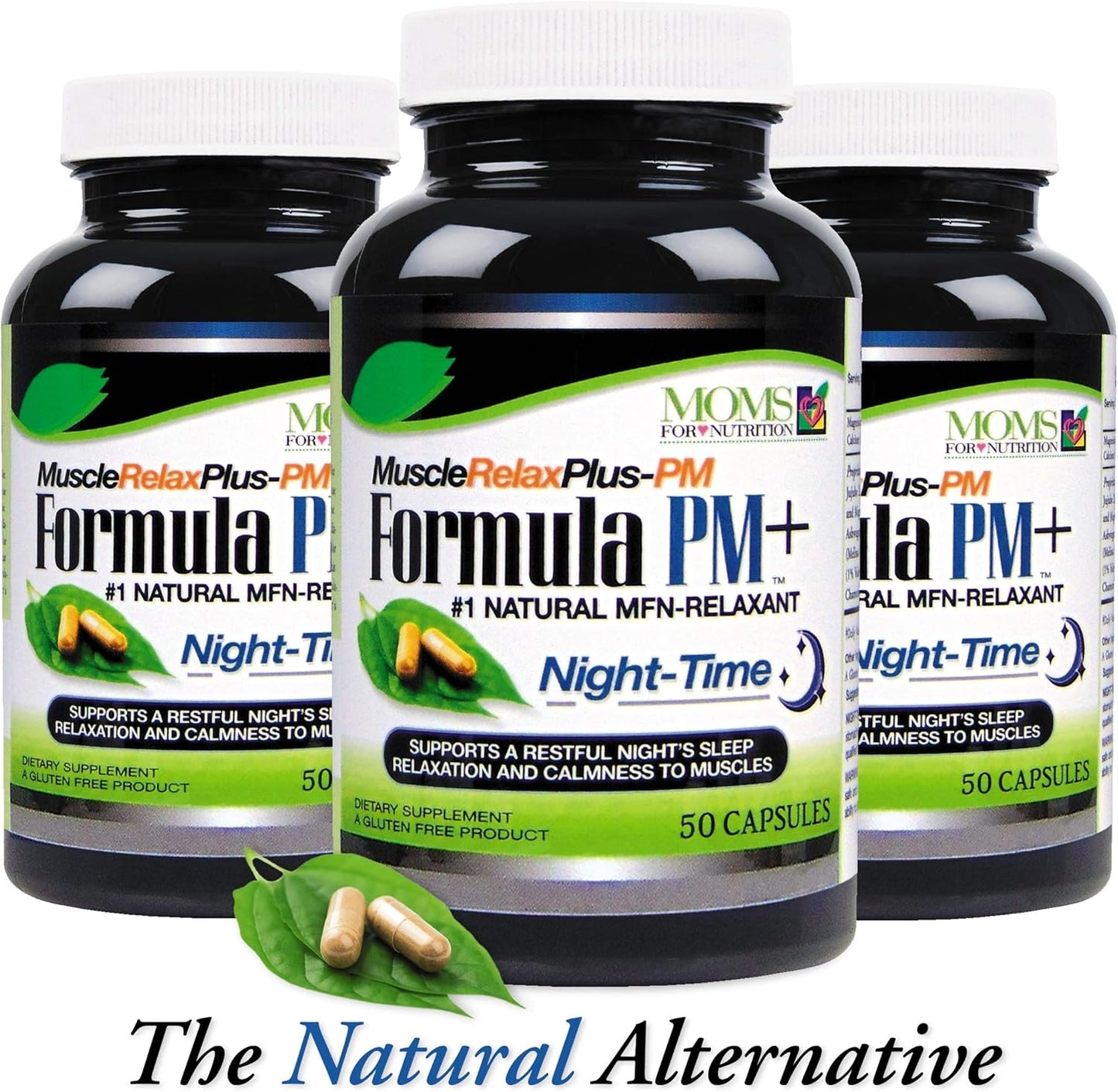 All Natural Muscle Relax Formula PM Plus - Maximum Strength Night-Time Relaxant - Moms For Nutrition - 50 Count