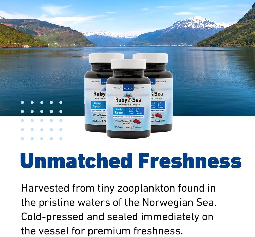 All-Natural Ruby of the Sea Marine Oil Supplement with Calanus Oil, Astaxanthin, Omega-3, and Fatty Acids for Heart and Brain Health - 2 Pack