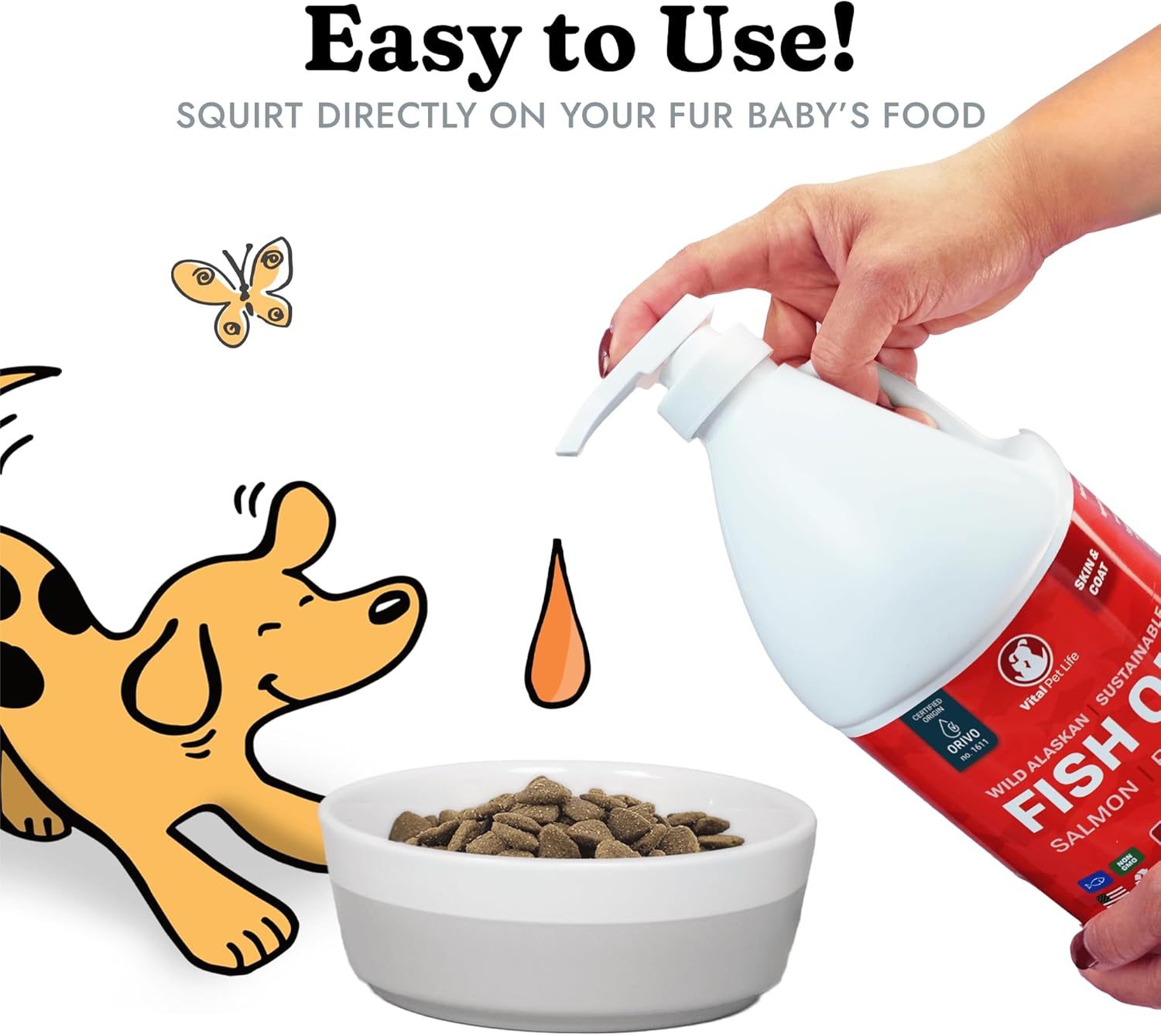 All Natural Salmon & Pollock Fish Oil for Dogs - Omega 3 EPA DHA Supplement for Healthy Skin & Coat, Itching & Allergy Defense, 64 oz