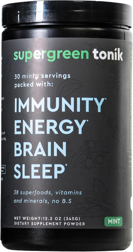 All-Natural Superfood Powder with 38 Greens, Vitamins, and Minerals for Energy, Stress, and Immunity - 30 Day Supply