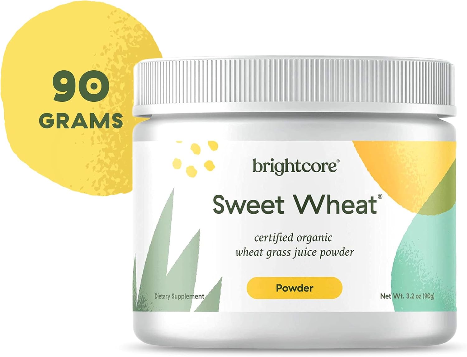 All-Natural Sweet Wheat Wheatgrass Juice Powder for Digestive Health and Immune Boost, Easy-to-Mix Athletic Greens - 90 Grams