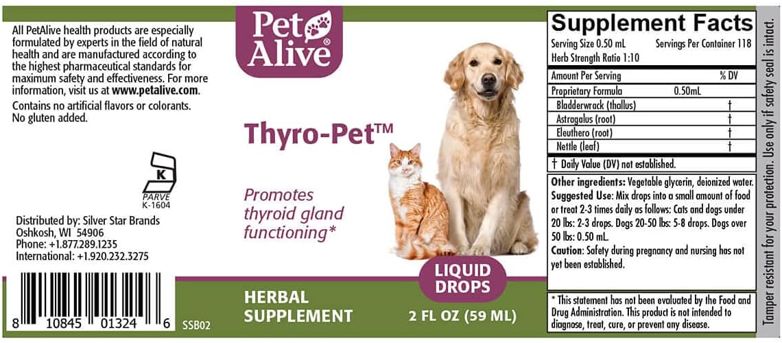 All-Natural Thyroid Gland Supplement for Dogs and Cats - PetAlive Thyro-Pet