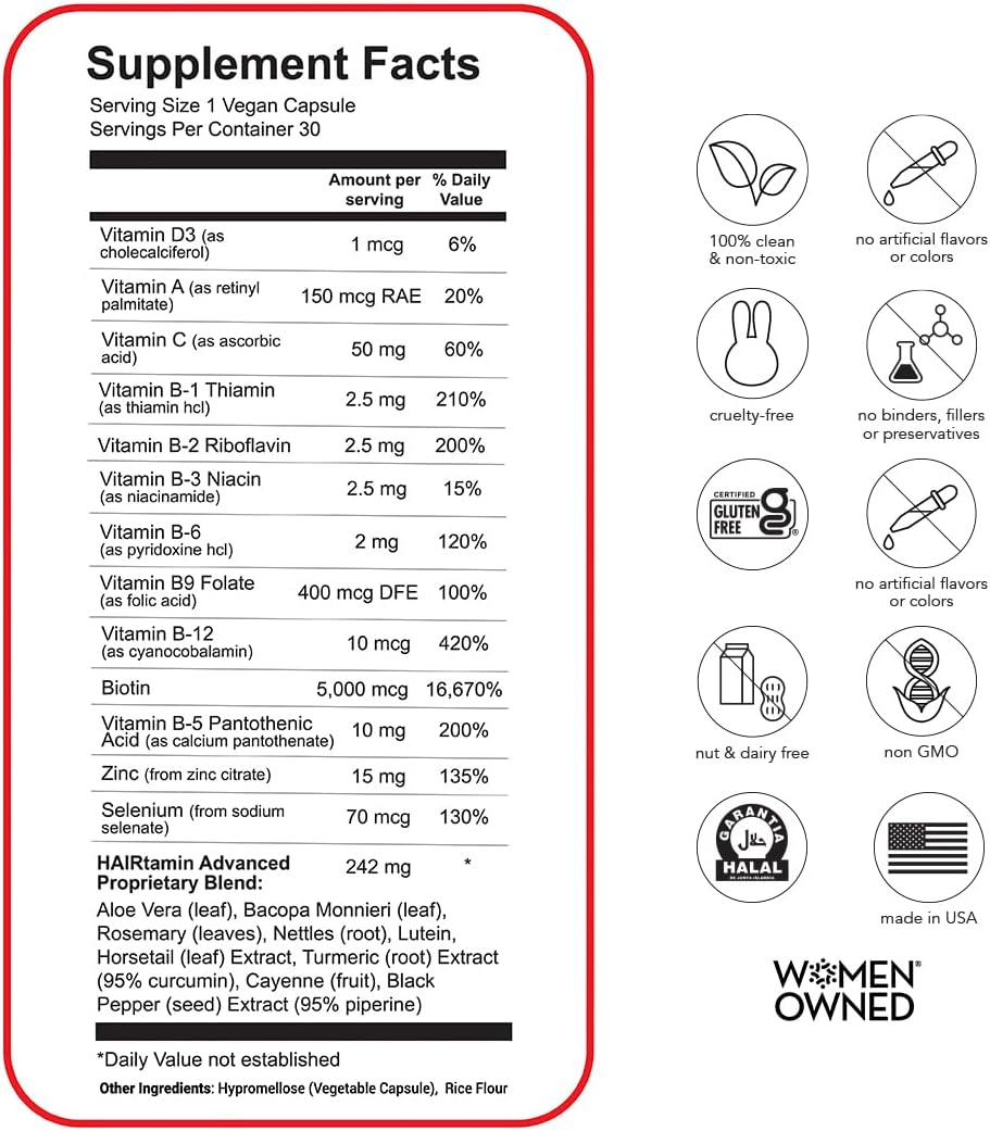 All-Natural Vegan Biotin Hair Growth Serum and Capsules Set for Hair, Skin, and Nails