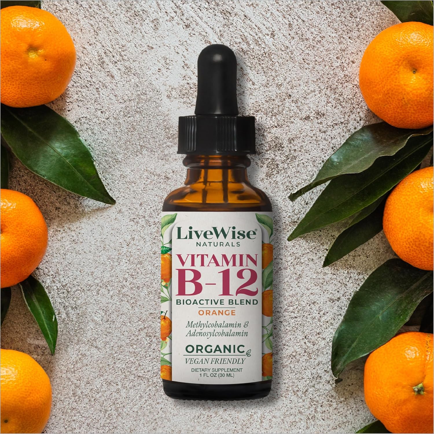 All-Natural Vegan Liquid B12 Drops for Immune System, Energy & Focus - Non-GMO Vitamin Supplement