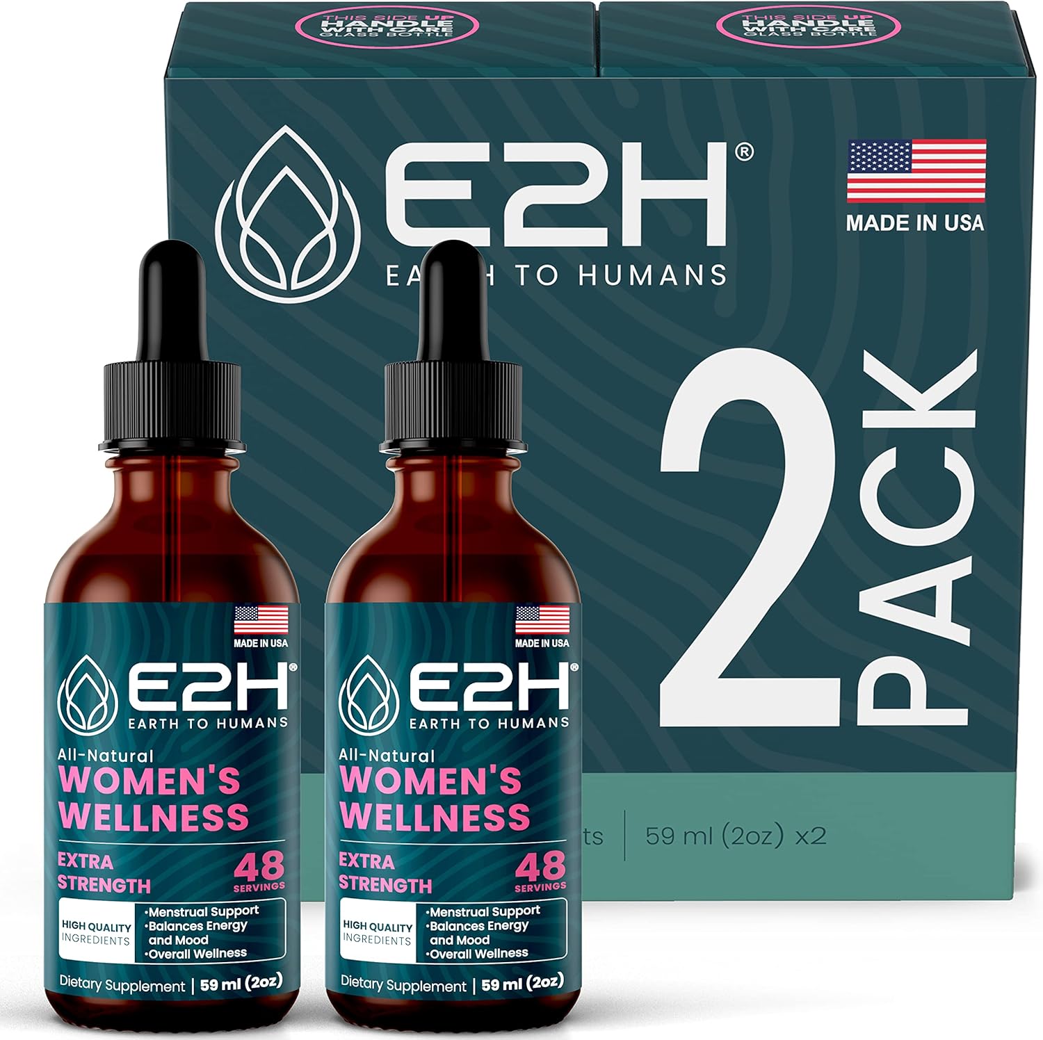 All Natural Women's Wellness Supplement for Hormone Balance, PMS Relief, and Hot Flash Relief - 2 Bottles