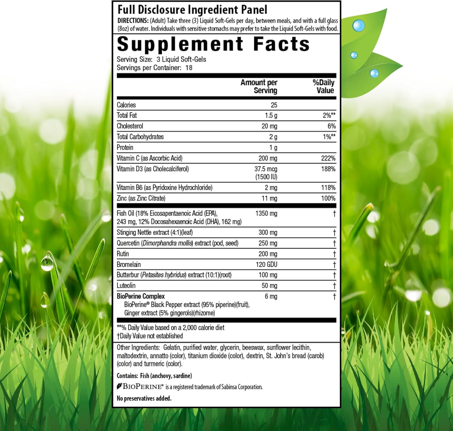 Aller-Pure Liquid Soft-Gels - Histamine Support with Quercetin, Luteolin & Rutin - Non-Drowsy Formula by Irwin Naturals