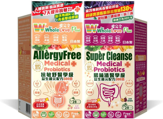 Allergy-Free WholeLovePlus Probiotics for Women & Men - Super Cleanse Daily Supplement Pack
