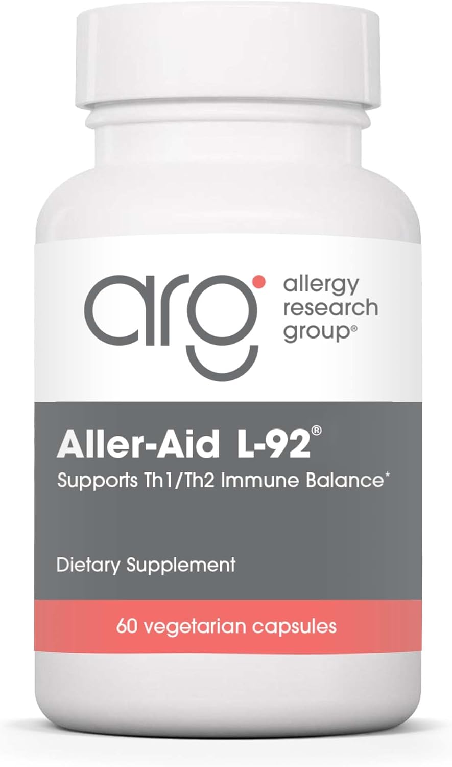 Allergy Research Group Aller-Aid L92 Supplement - 60 Vegetarian Capsules - with Lactobacillus Acidophilus, Indian Frankincense, Boswellic Acid
