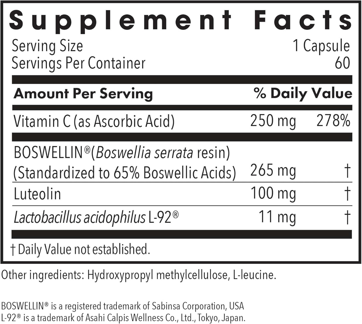 Allergy Research Group Aller-Aid L92 Supplement - 60 Vegetarian Capsules - with Lactobacillus Acidophilus, Indian Frankincense, Boswellic Acid