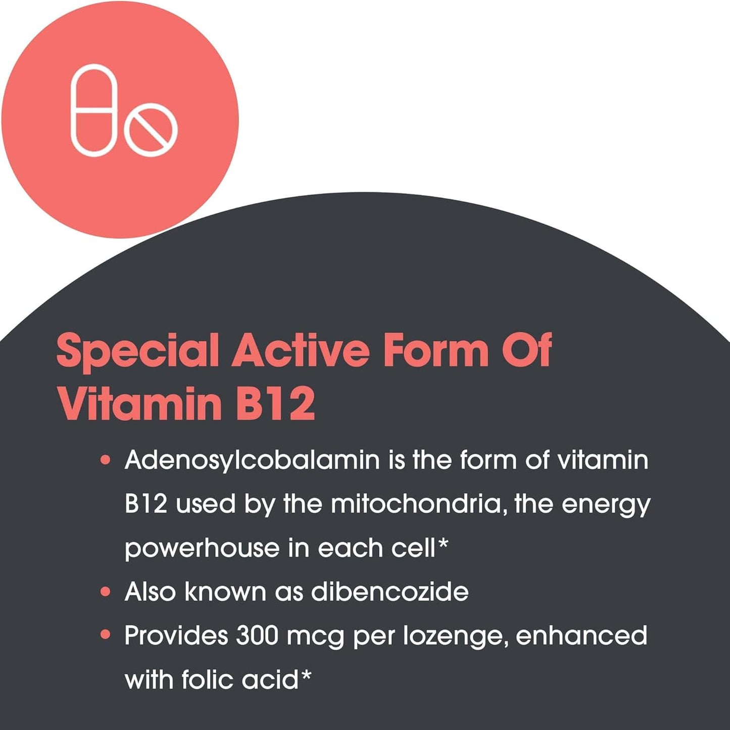 Allergy Research Group B12 Adenosylcobalamin Supplement with Folic Acid - 3000 mcg Vitamin B12 Lozenges - 60 Count