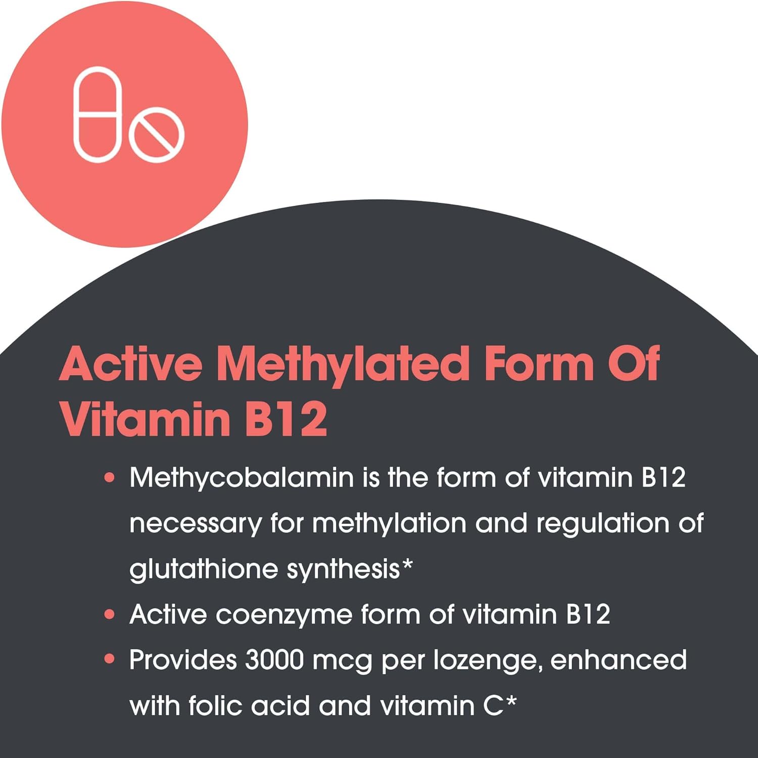 Allergy Research Group B12 Methylcobalamin Lozenges with Folate - 50 Count, Pure & Vegetarian - 400mcg Folic Acid, Vitamin B12 Supplement