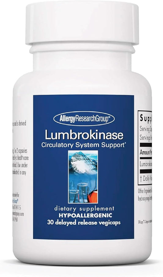 Allergy Research Group Lumbrokinase Supplement - Promotes Healthy Circulation with 30 Delayed Release Vegetarian Capsules