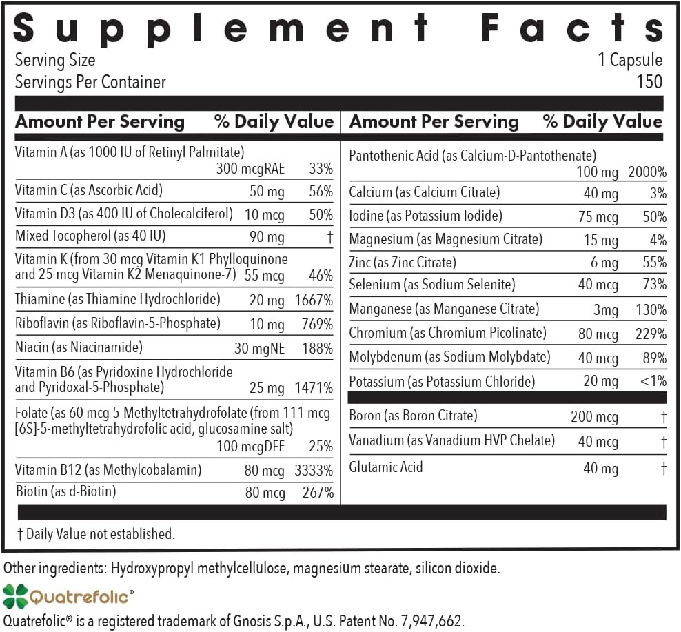 Allergy Research Group Multi-Vi-Min Without Copper & Iron - 150 Count, Multivitamin & Mineral Complex with Iodine for Men & Women