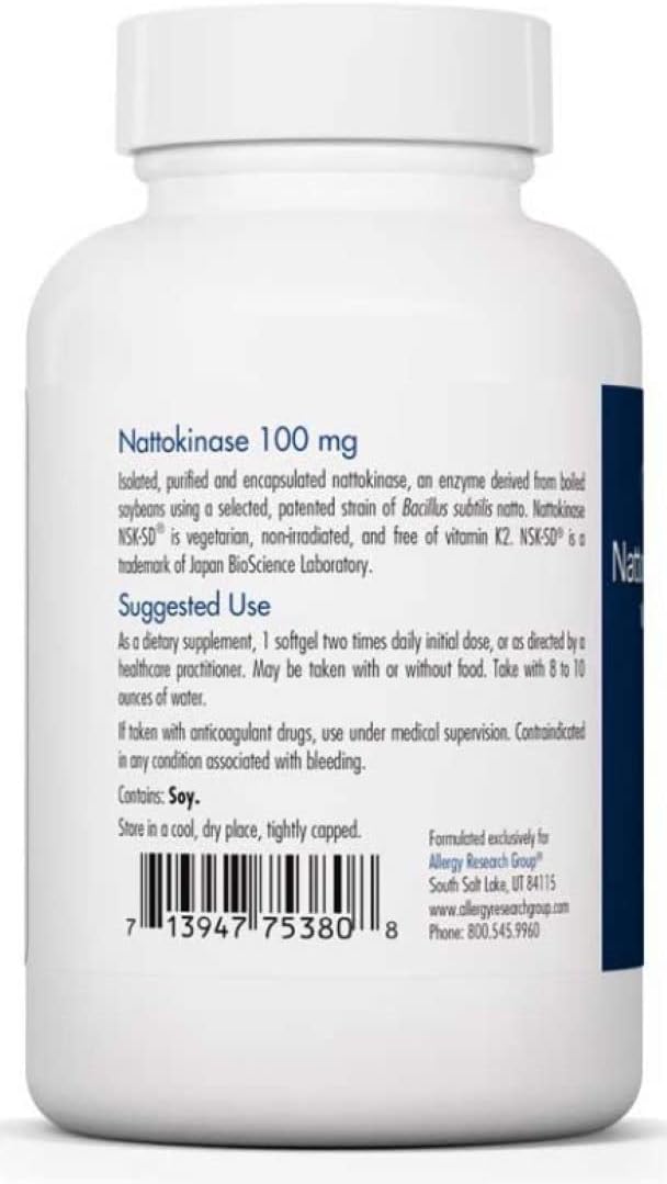 Allergy Research Group Nattokinase Supplement - 100mg 180 Softgels