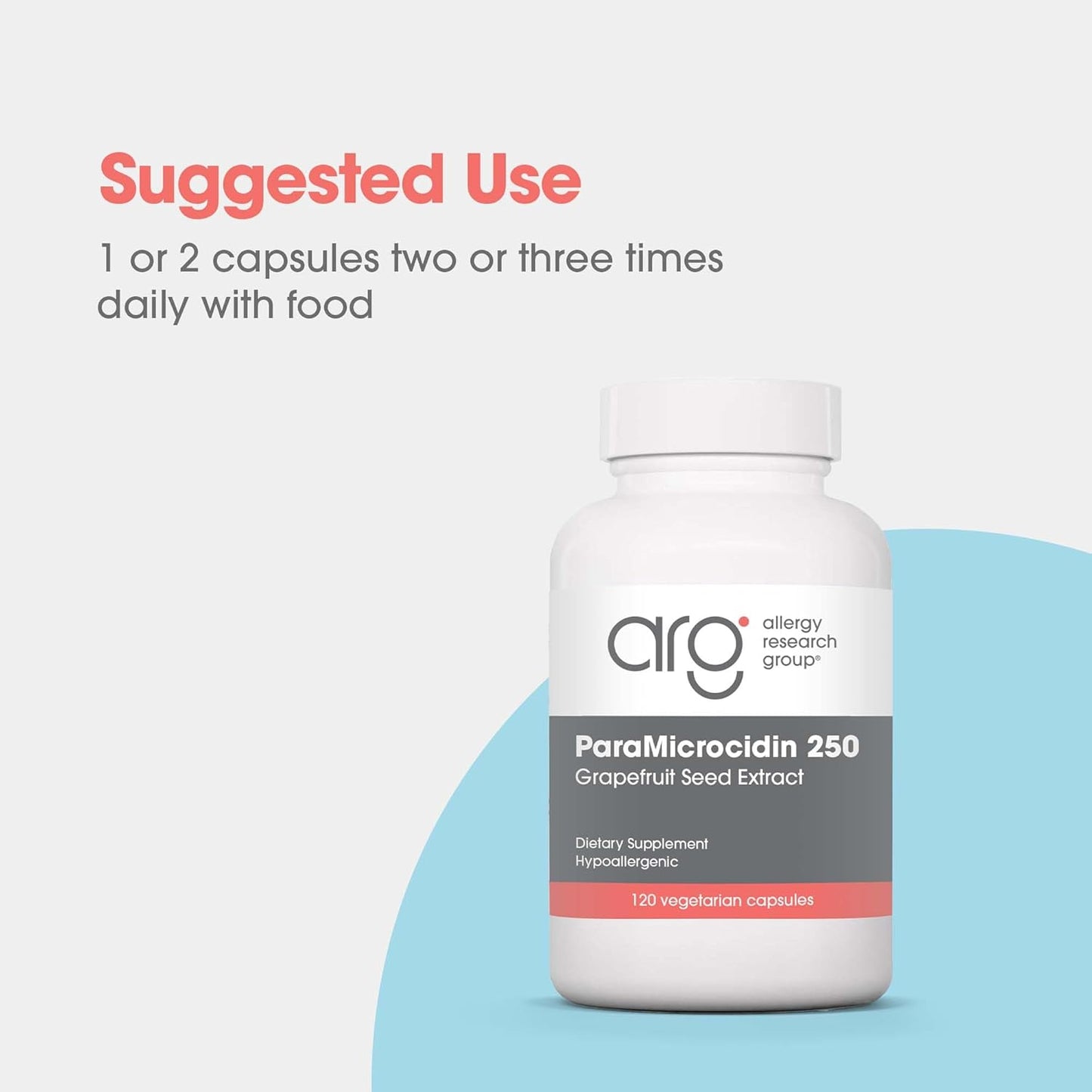 Allergy Research Group ParaMicrocidin 250 - Grapefruit Seed Extract 500mg, Metabolic Function Support, Contaminant-Free Vegetarian Capsules - 120 Count