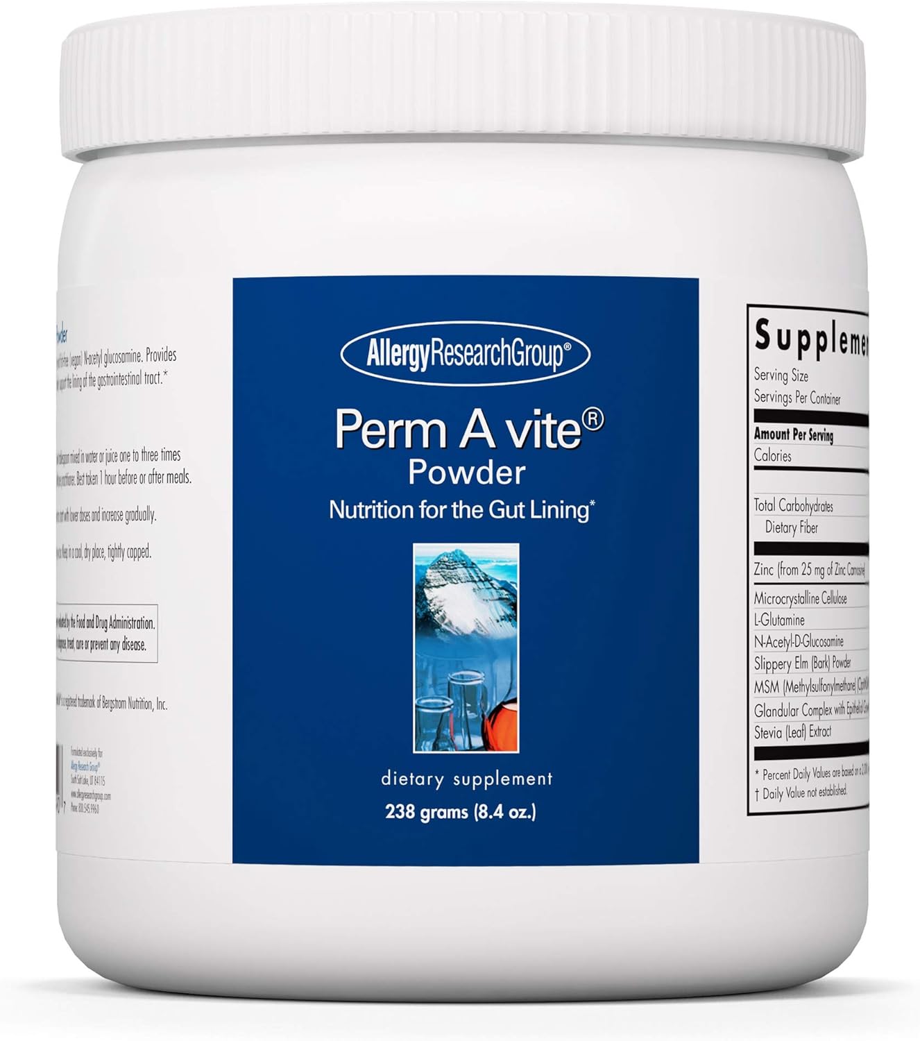Allergy Research Group Perm A Vite Powder - Gut Health Supplement with L-Glutamine and Slippery Elm - 8.4 Oz