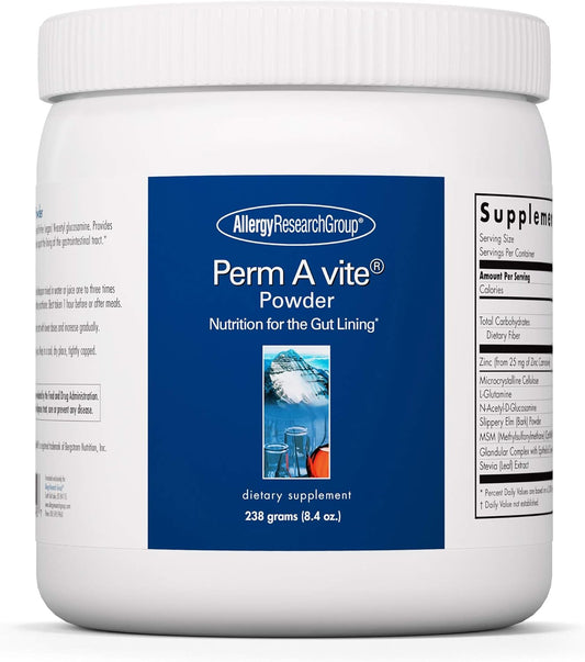 Allergy Research Group Perm A Vite Powder - Gut Health Supplement with L-Glutamine and Slippery Elm - 8.4 Oz