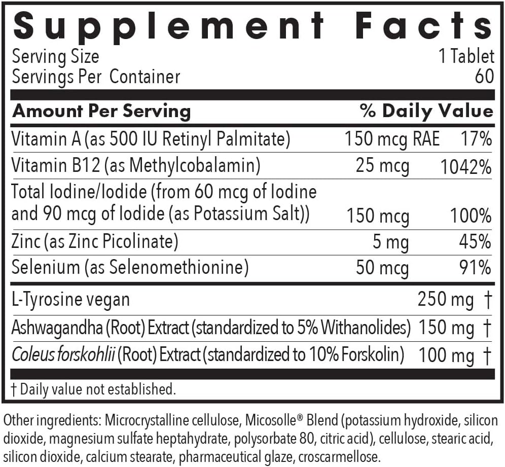 Allergy Research Group Thyroid Nutrition with Iodoral - Thyroid Support for Men & Women, Thyroid Complex Supplement, Thyroid Health, Iodine - 60 Count