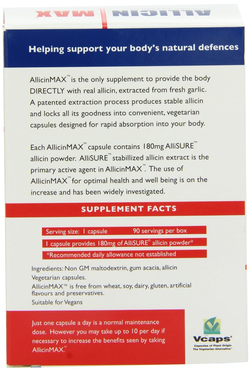 Allicin Max 100% Pure Allicin Supplement - 30 Vegetarian Capsules