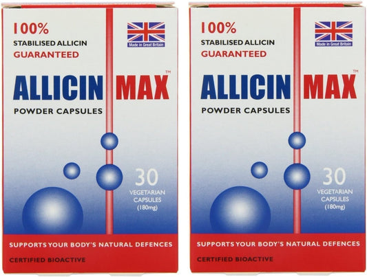 Allicin Max 30 Veg Caps - Pack of 2 (60 Capsules) - High Strength Allicin Supplement