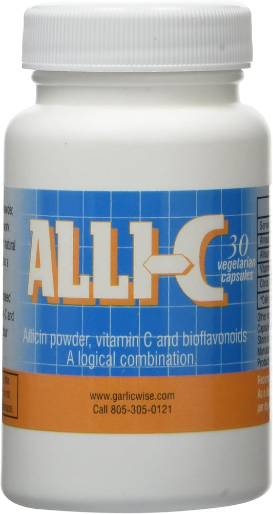 Allicin with Vitamin C and Bioflavonoids - 30 Vegan Capsules for Maximum Garlic Benefits