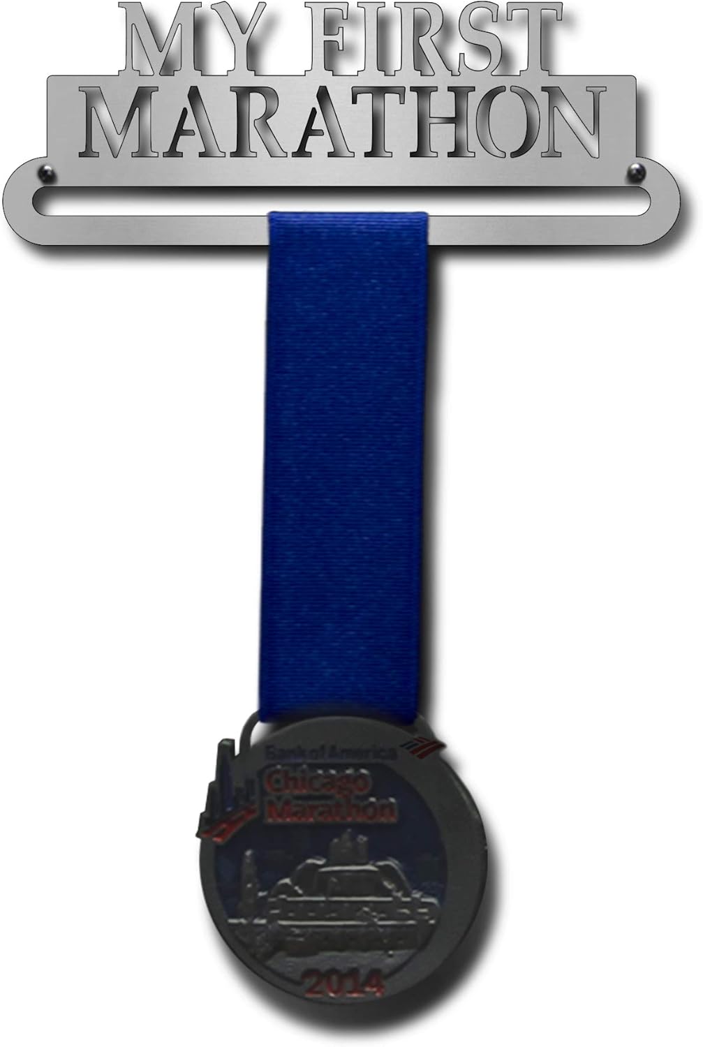 Allied Medal Hangers My First Marathon - Single Medal Holder (6'' Wide) - Book Antiqua/Book Antiqua Negative - Various Options