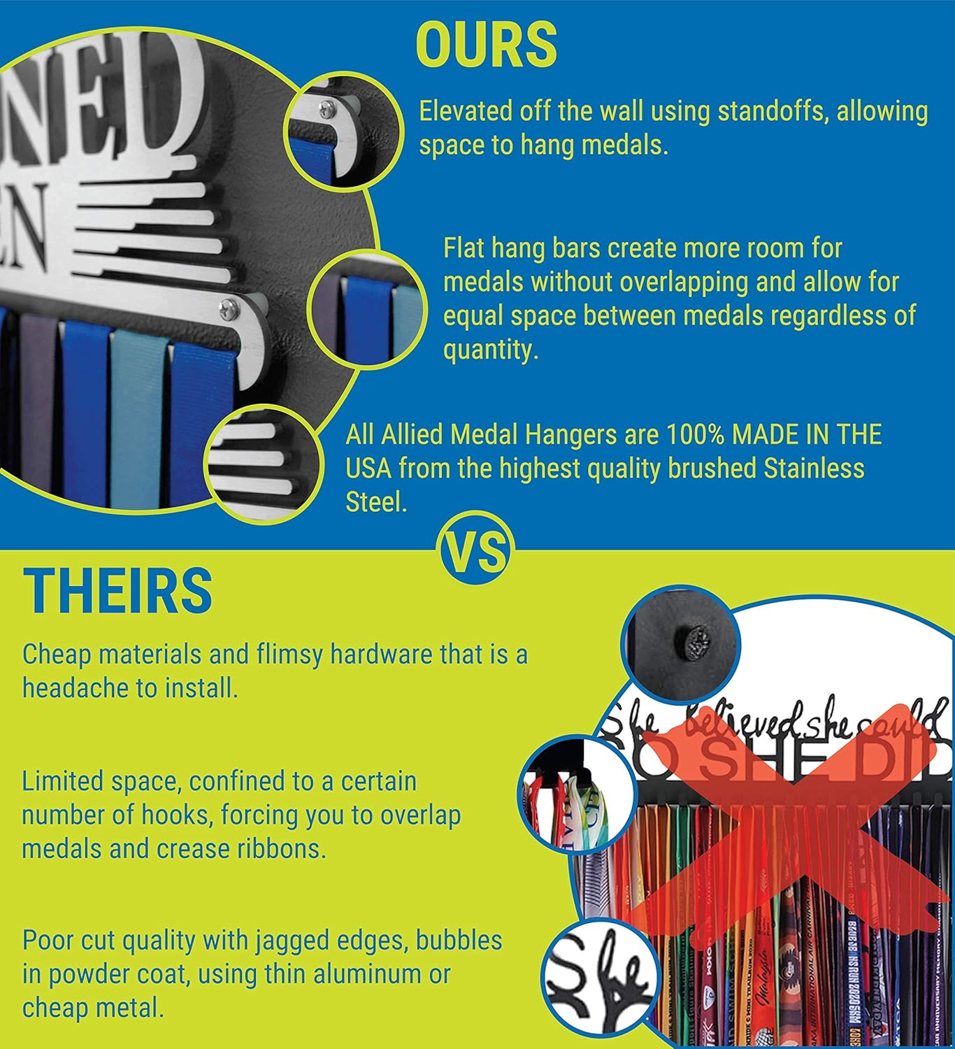 Allied Medal Hangers My First Marathon - Single Medal Holder (6'' Wide) - Book Antiqua/Book Antiqua Negative - Various Options