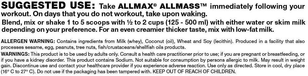 Allmax Nutrition All Mass Advanced Muscle Gainer Chocolate 12 Lbs - 2000 Calories - Trans Fat-Free