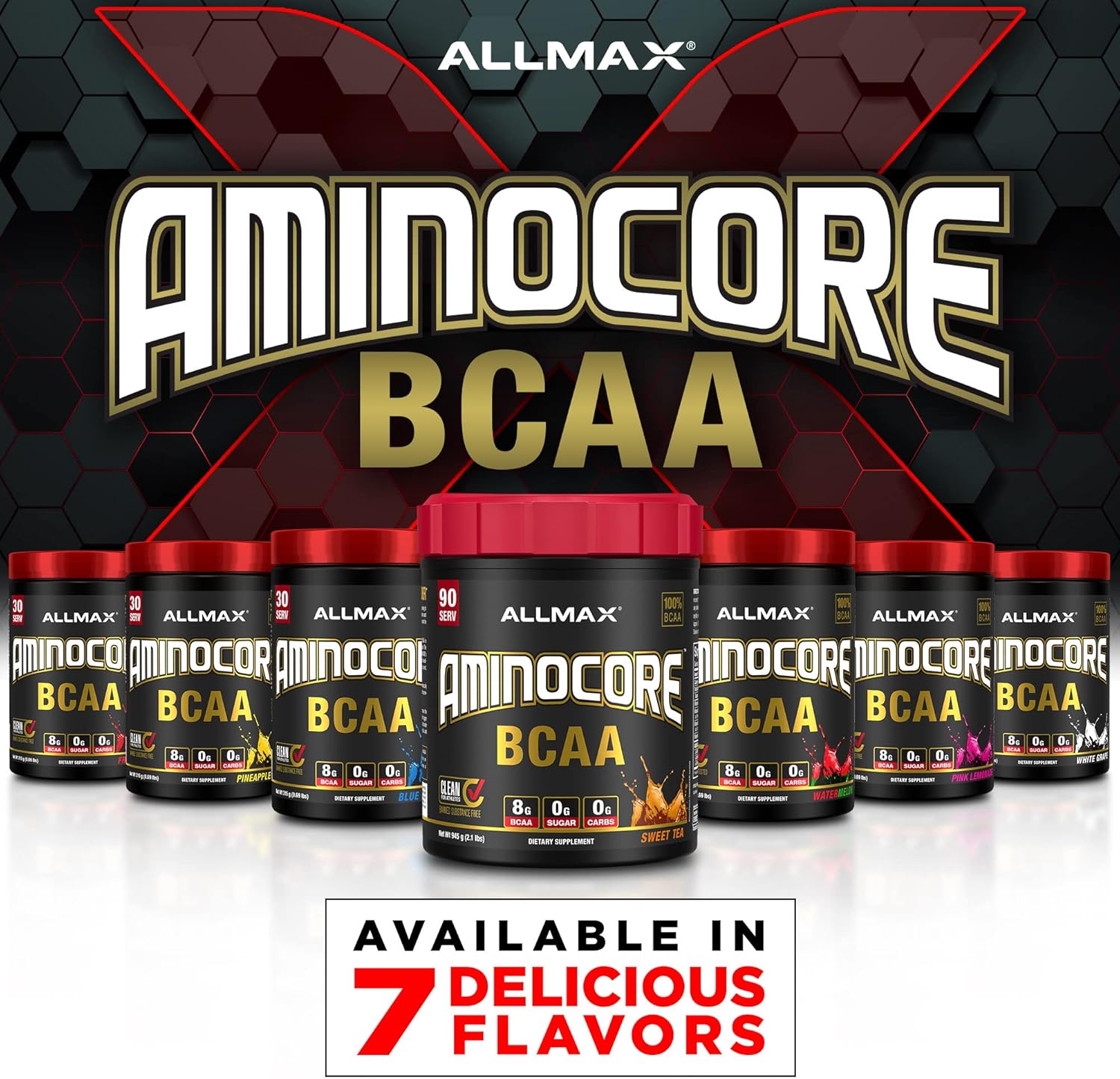 ALLMAX Nutrition AMINOCORE BCAA Fruit Punch Powder - 945g, 8.18g BCAAs per Serving, with B Vitamins, No Fillers, Sugar Free - 90 Servings