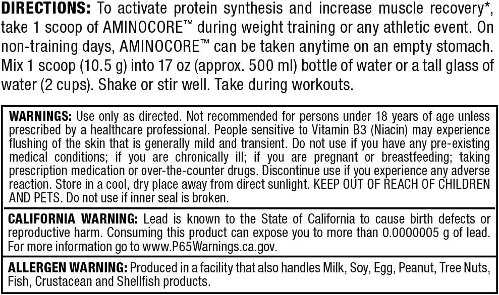 ALLMAX Nutrition AMINOCORE BCAA Watermelon Flavor - 8g BCAAs - 100% Pure Branch Chained Amino Acids - Gluten Free - 315g