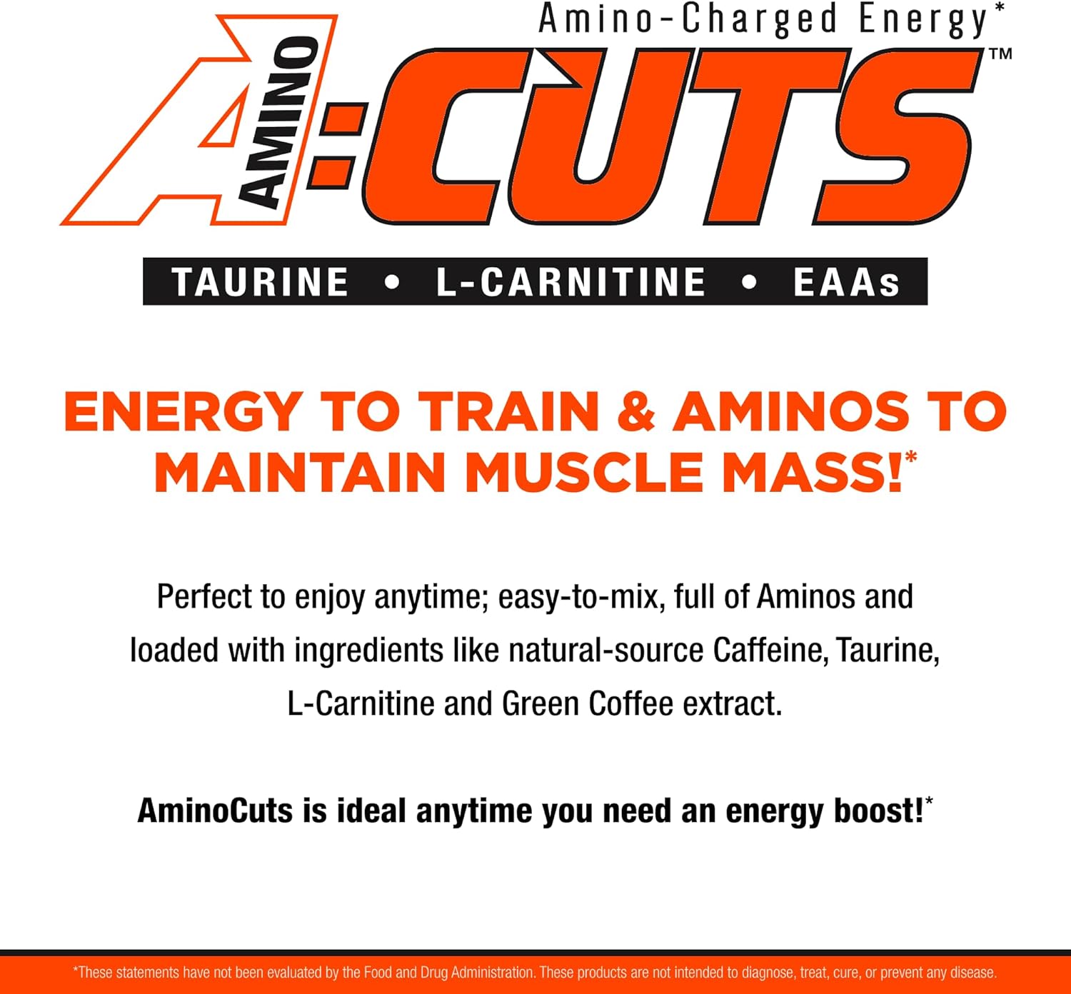 ALLMAX Nutrition AMINOCUTS (ACUTS) Energy Drink - Pina Colada Flavor with Taurine, L-Carnitine, Green Coffee Bean Extract - 30 Servings