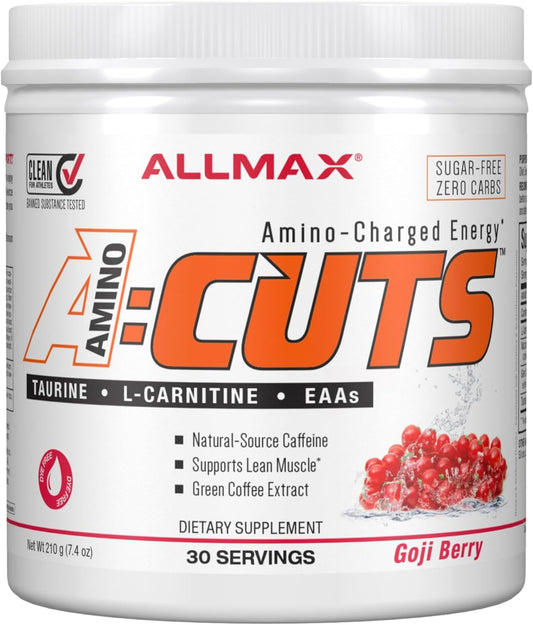 ALLMAX Nutrition AMINOCUTS Amino-Charged Energy Drink with Taurine, L-Carnitine, Green Coffee Bean Extract, Goji Berry Martini - 30 Servings