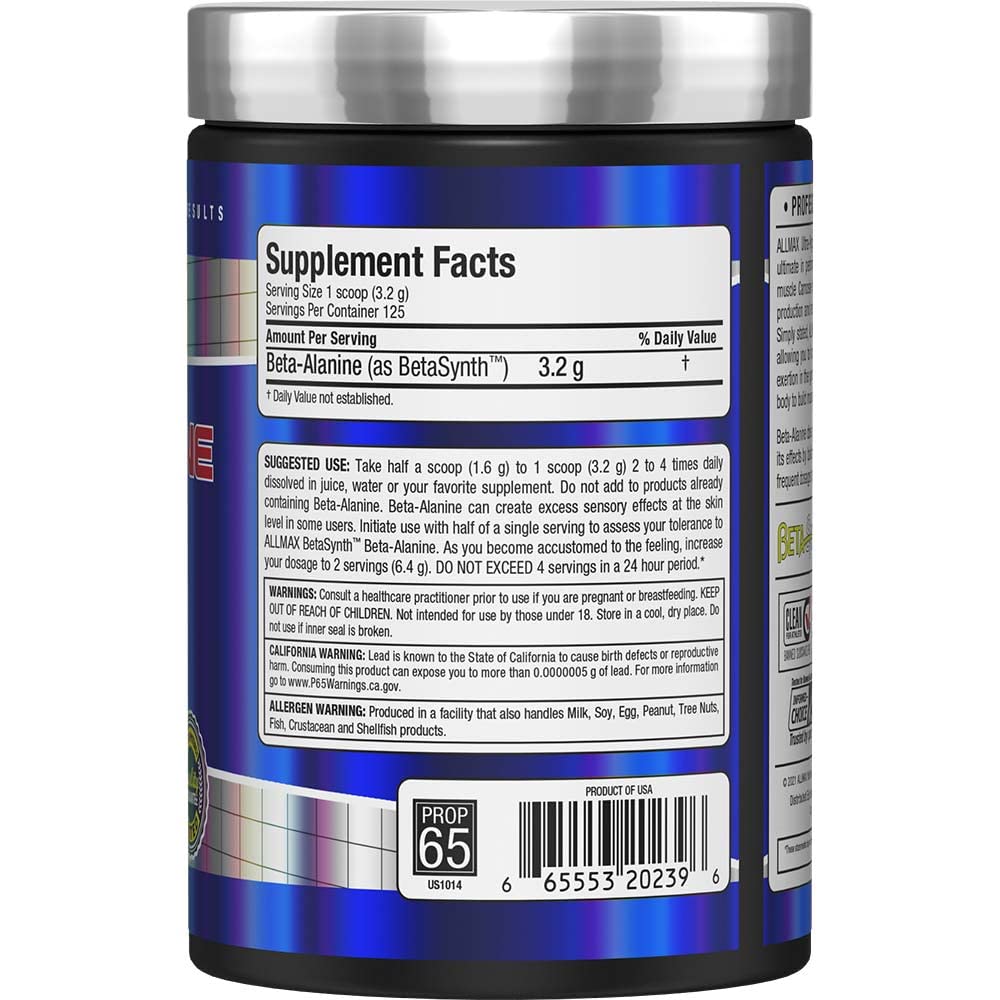 ALLMAX Nutrition Beta-Alanine Powder - 14.11 oz (400 g) - Muscle Endurance and Performance Booster