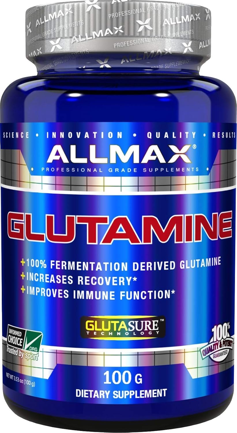 ALLMAX Nutrition Essentials GLUTAMINE Powder - Fermentation-Derived, 100g - Boosts Recovery & Immune Support - Gluten Free, Vegan, 20 Servings
