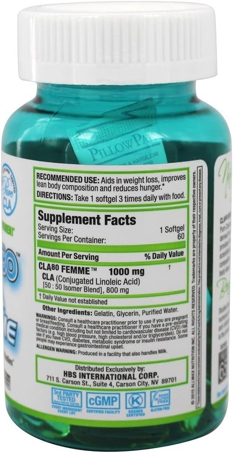 ALLMAX Nutrition Femme CLA80 Premium Grade CLA Softgels - 1,000 mg (60 Count)