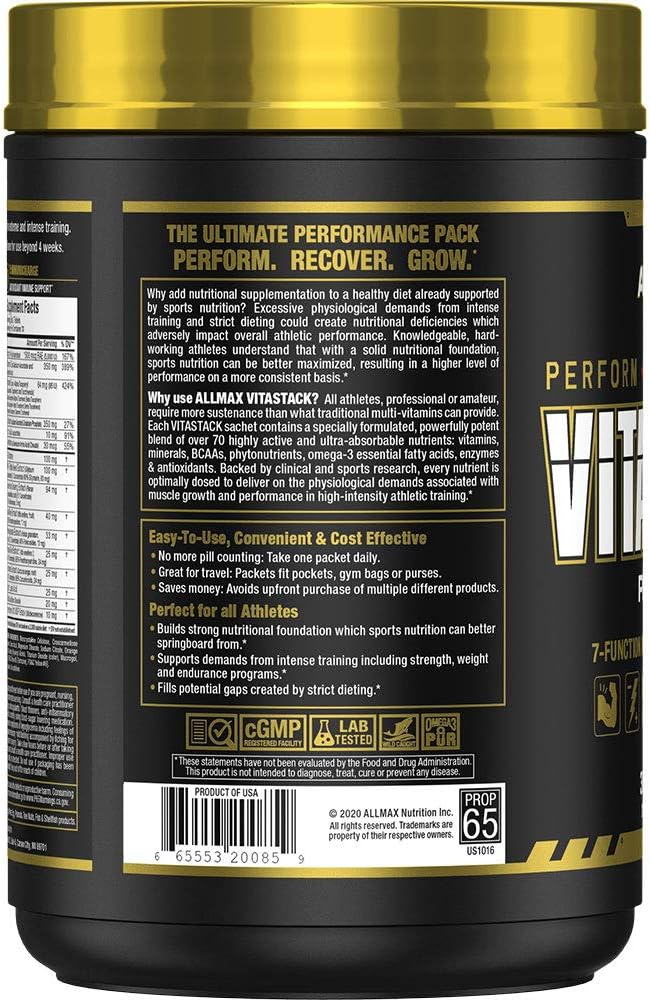 ALLMAX Nutrition Vitastack 30 Pack Vitamin and Nutrient Stack Packs