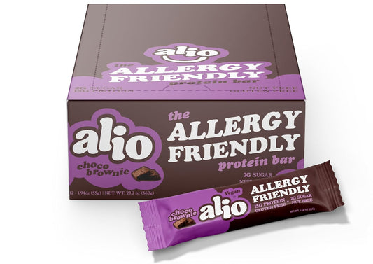 Almond: Choco Brownie Protein Bar - Top 9 Allergen Free, High Protein, Nut Free, Low Calorie, Vegan, Gluten Free, non-GMO, Plant Based, 12 Bars