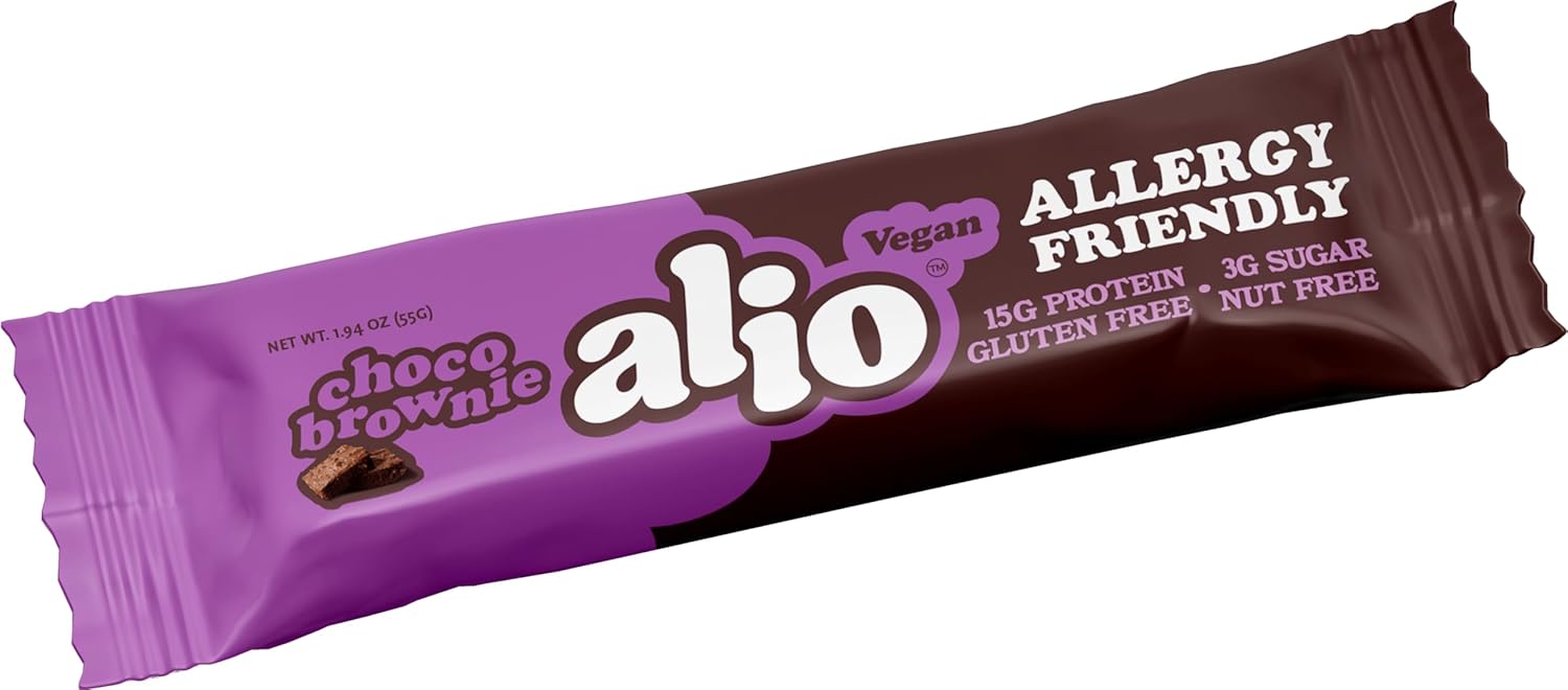 Almond: Choco Brownie Protein Bar - Top 9 Allergen Free, High Protein, Nut Free, Low Calorie, Vegan, Gluten Free, non-GMO, Plant Based, 12 Bars