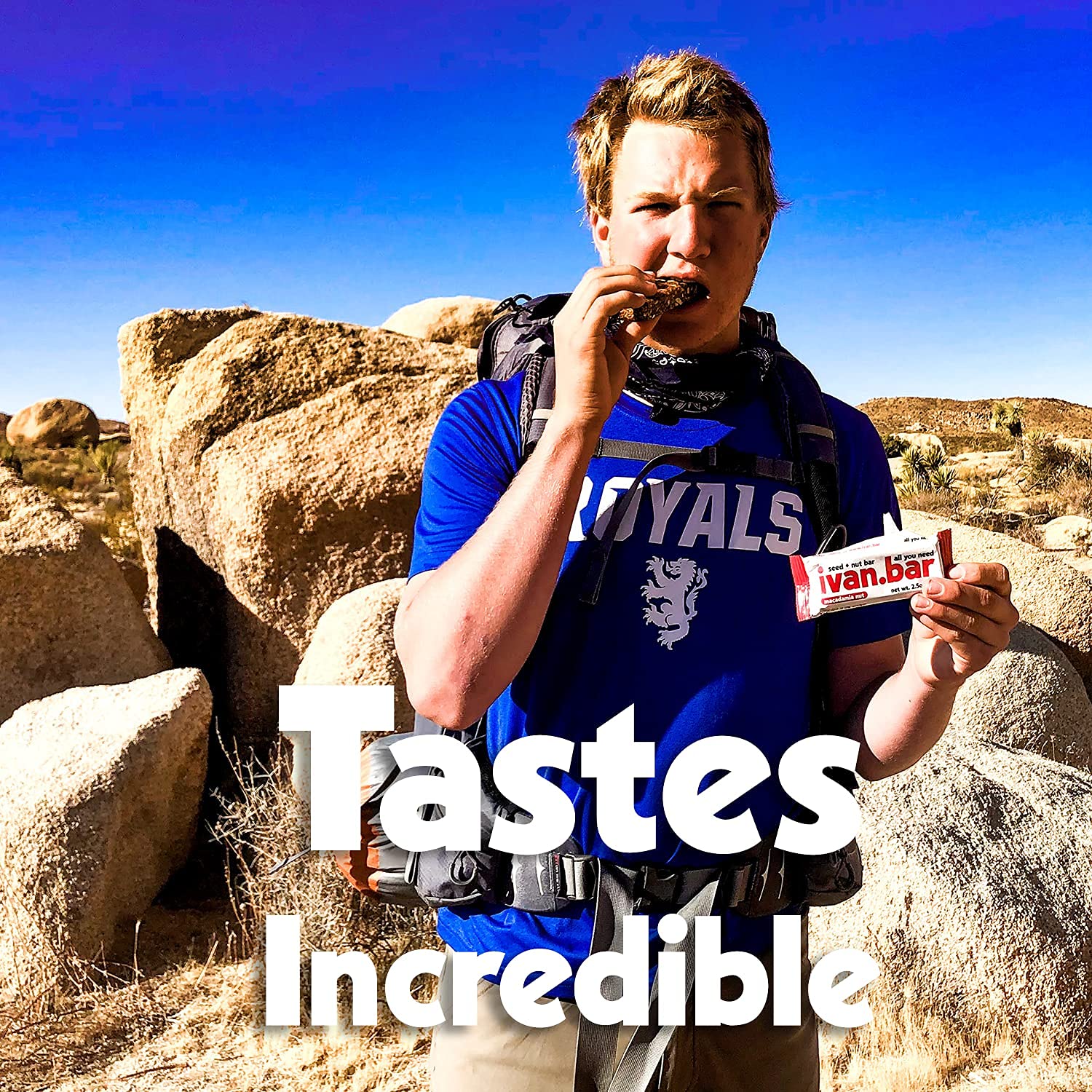 Almond Macadamia Protein Energy Snack Bar | Vegan & All Natural | Soy, Dairy, Gluten Free | Pack of 16 (2.5 oz) bars for Healthy Energy