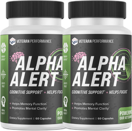 Alpha Alert Brain Supplement for Memory and Focus - Nootropic Cognitive Enhancer with DMAE, Choline, GABA, Vitamin B6 (120 Capsules)