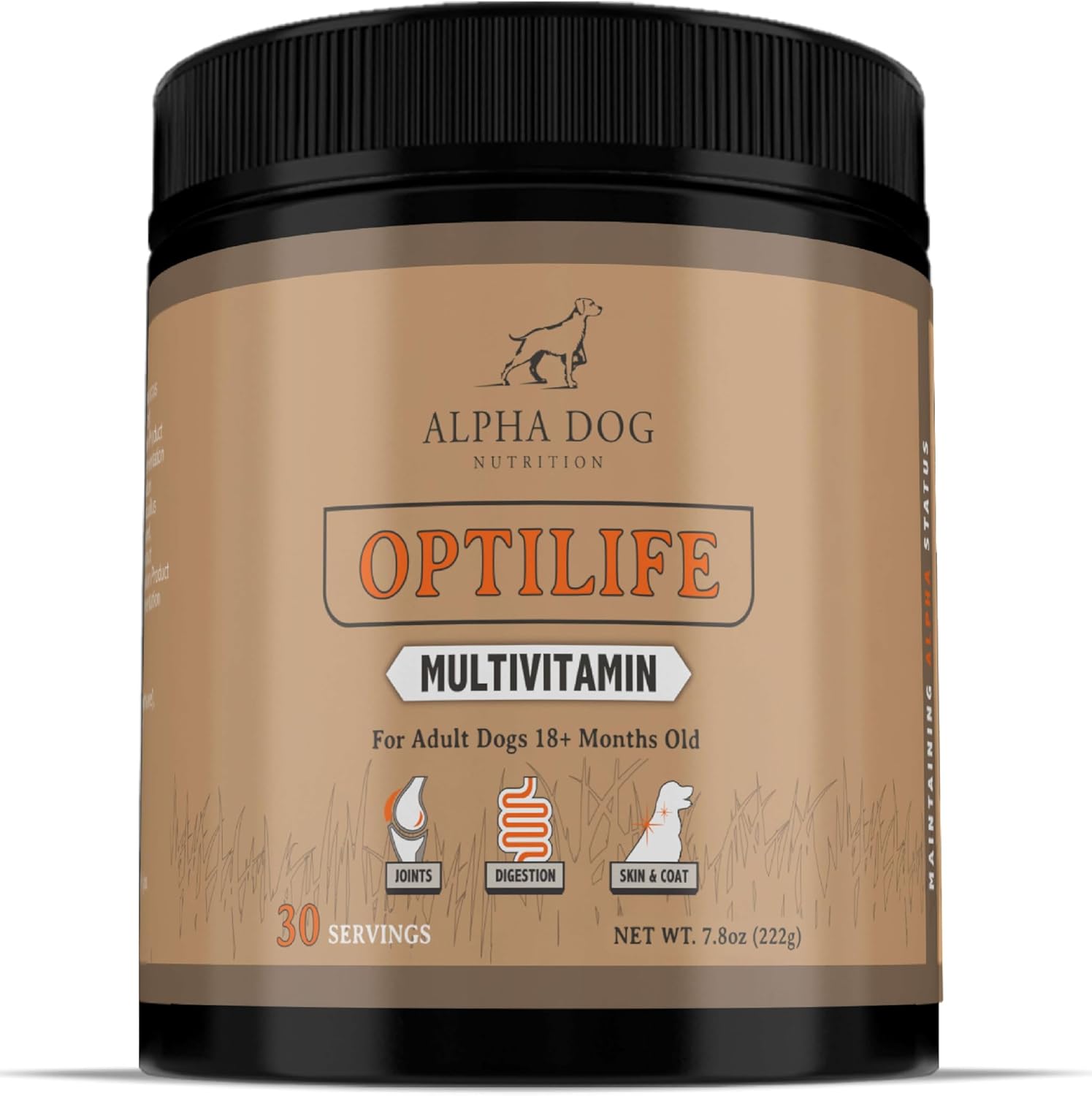Alpha Dog Nutrition OptiLife Multivitamin Powder for Adult Dogs - Probiotics, Allergy, Joint, Skin & Coat Support - Dog Vitamins & Supplements - 30 Servings
