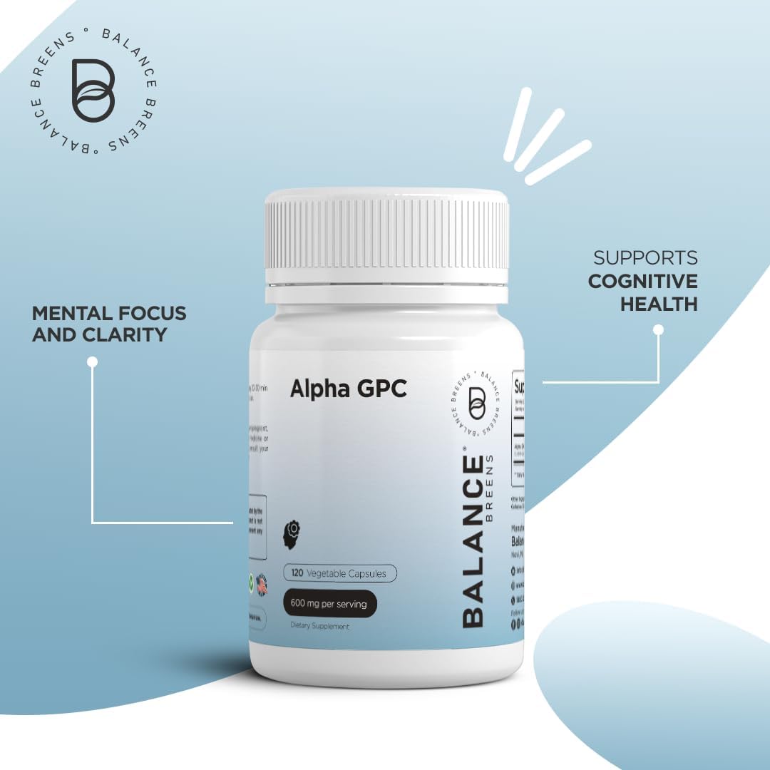 Alpha GPC Choline and Vitamin D3 Combo Supplement - Balance Breens BalanceBreens 600mg + 50,000 IU