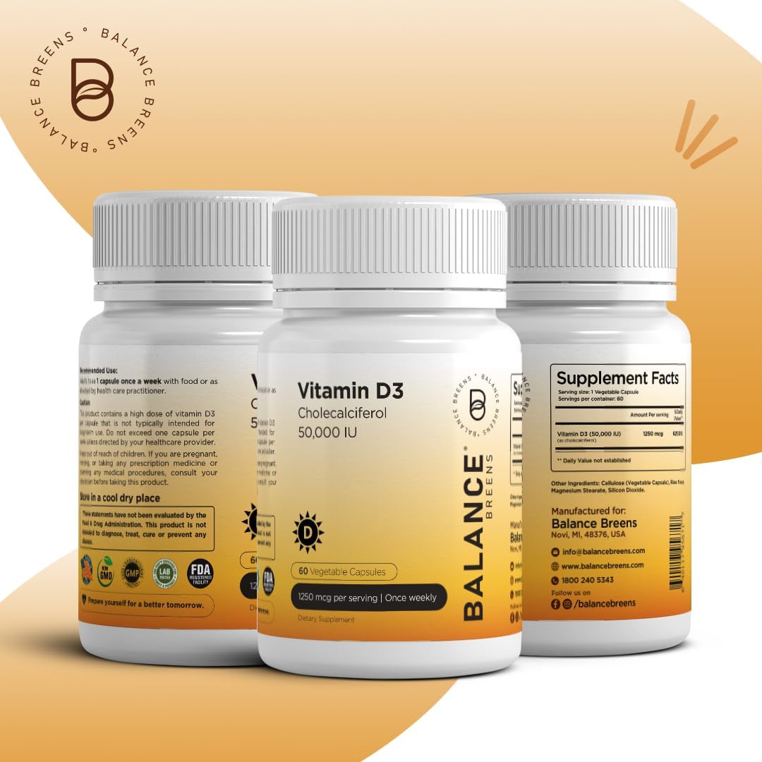 Alpha GPC Choline and Vitamin D3 Combo Supplement - Balance Breens BalanceBreens 600mg + 50,000 IU