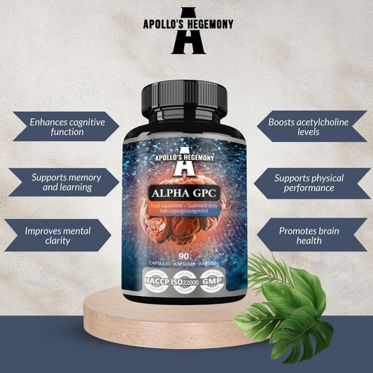 Alpha-GPC Choline Capsules - 600mg per Daily Dose - 90 Vegan Capsules - Memory and Concentration Supplement
