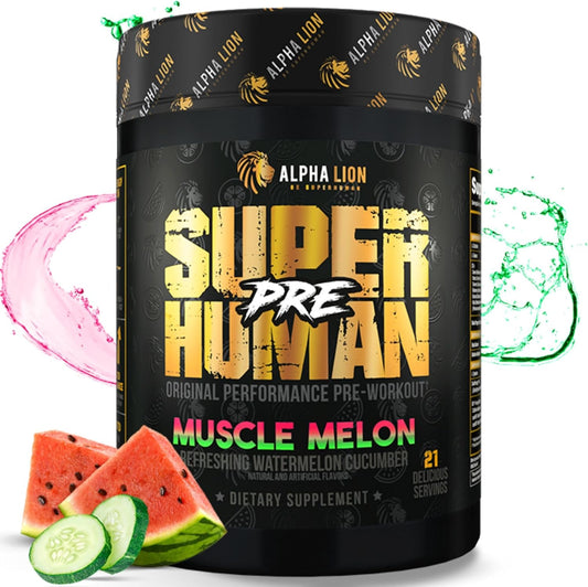 ALPHA LION Superhuman Pre Workout Powder with Beta Alanine, L-Taurine, Tri-Source Caffeine, Nitric Oxide, and Citrulline - Muscle Melon Flavor (21 Servings)
