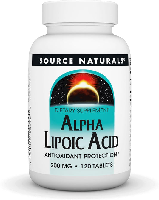Alpha Lipoic Acid 200mg Tablets for Healthy Sugar Metabolism, Liver Function, and Energy - 120 Count