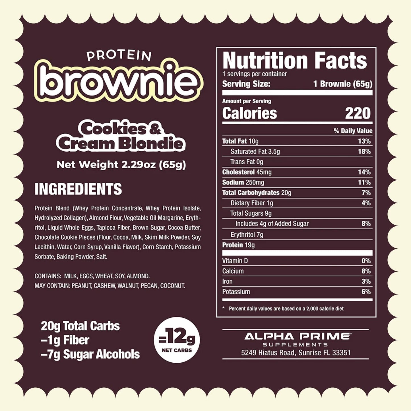 Alpha Prime Supplements Prime Bites Protein Brownie Variety Pack - 12 Bars with High Protein, Collagen, and Low Sugar - Delicious Snack Option