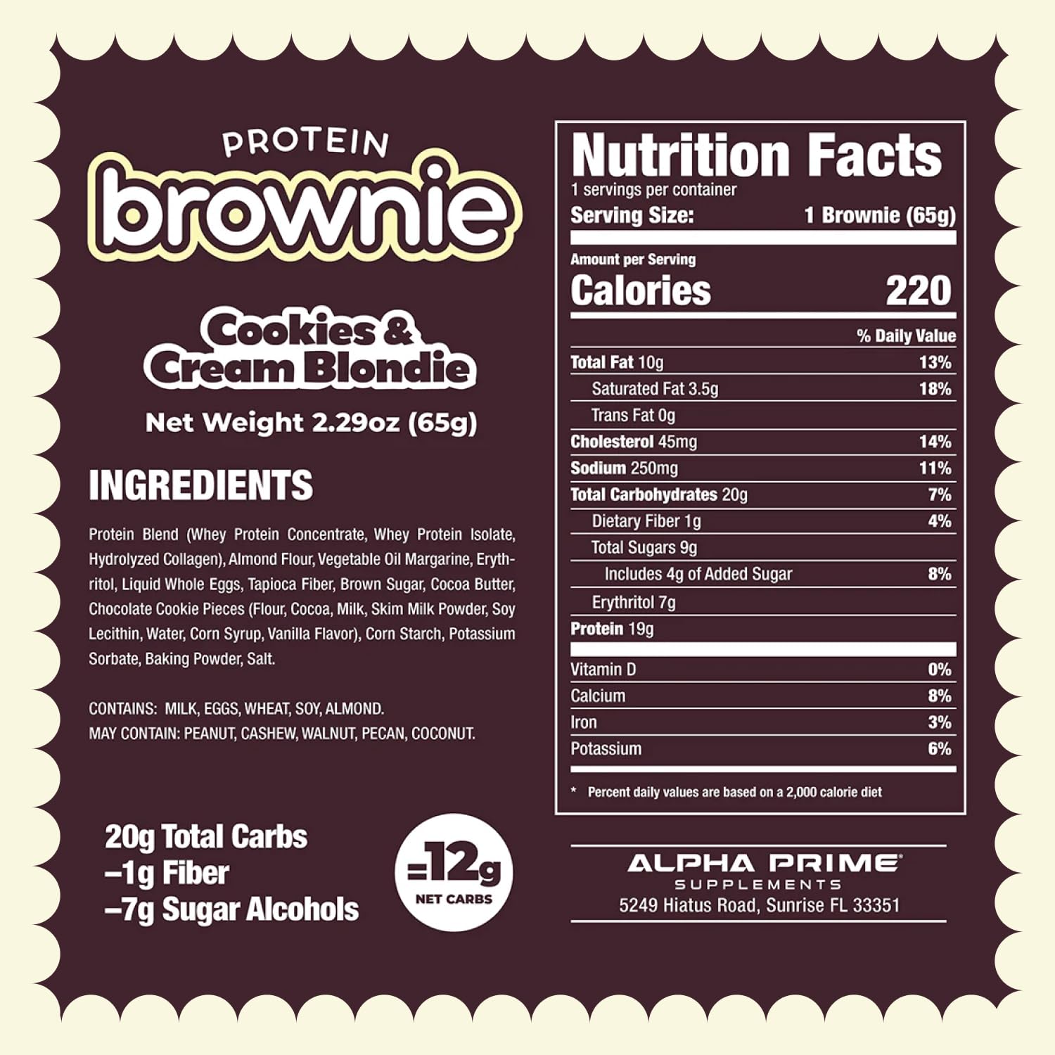 Alpha Prime Supplements Prime Bites Protein Brownie Variety Pack - 12 Bars with High Protein, Collagen, and Low Sugar - Delicious Snack Option