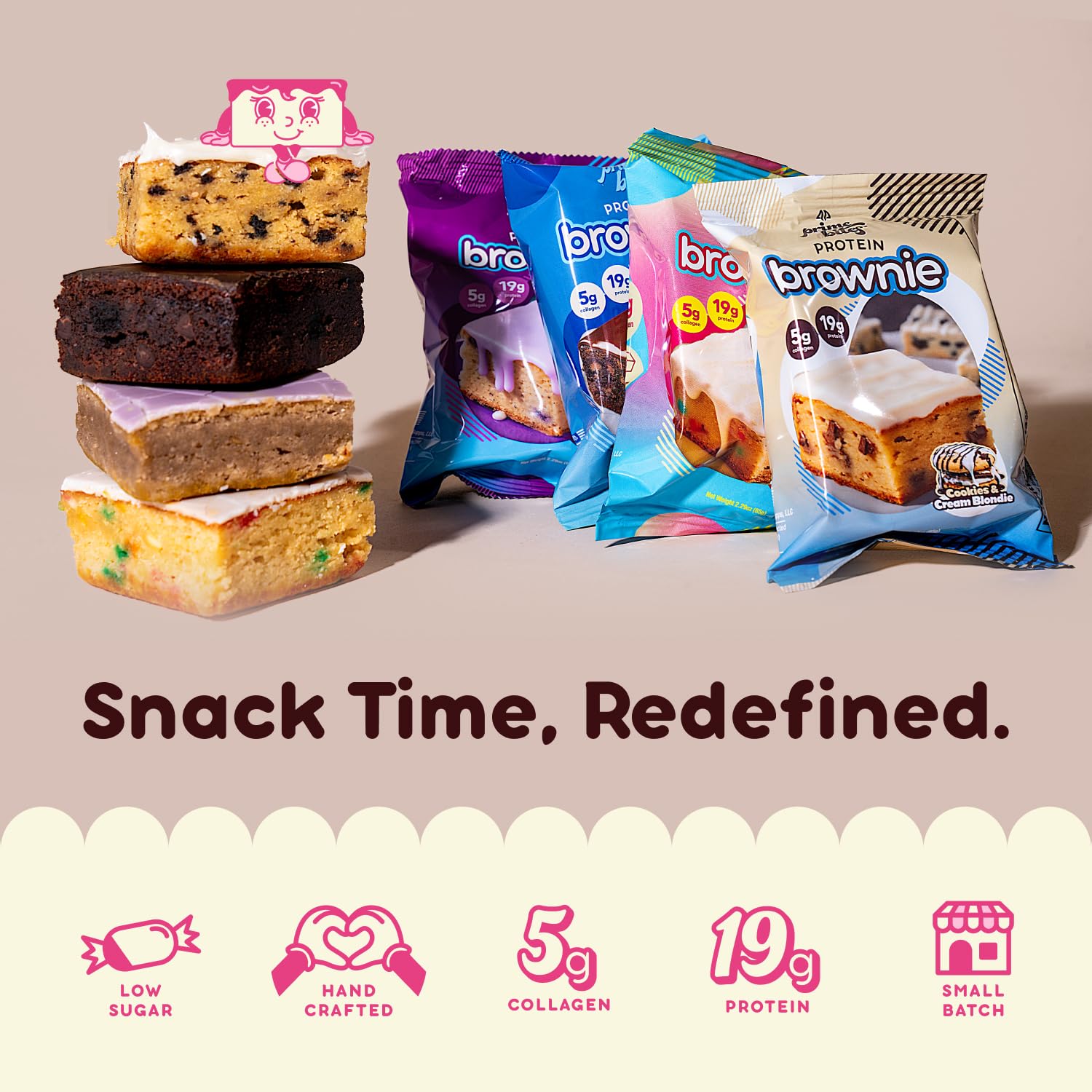 Alpha Prime Supplements Prime Bites Protein Brownie Variety Pack - 12 Bars with High Protein, Collagen, and Low Sugar - Delicious Snack Option