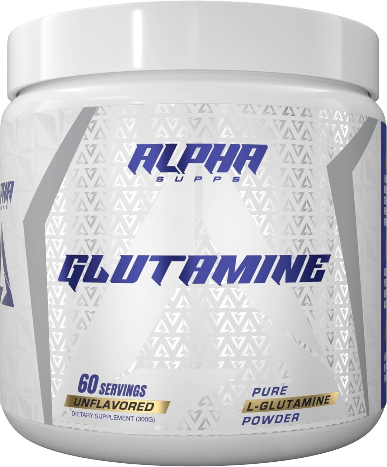 Alpha Supps Unflavored L-Glutamine Powder - 300g Amino Acid Supplement for Muscle Recovery, Gut & Immune Support - 60 Servings